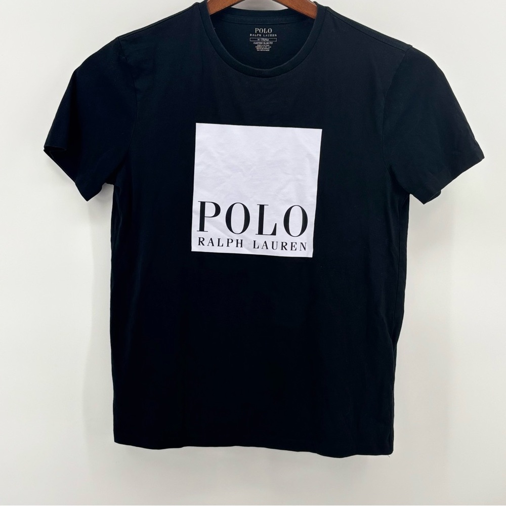 Polo Ralph Lauren Mens Black Short Sleeve Graphic Custom Slim Fit T-Shirt Size M